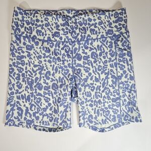 Calvin Klein Performance Bike Shorts Womens 2X White Blue Animal Print Stretchy‎